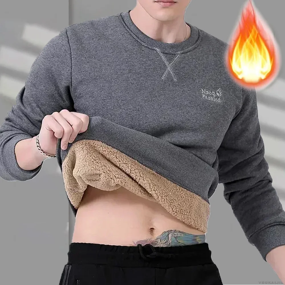 Winter Sweatshirt Men Long Sleeves Men Fleece Lined Warm Sweatshirt Pure Color Quarter Zip Sweatshirt Thicken Plus Size 8XL