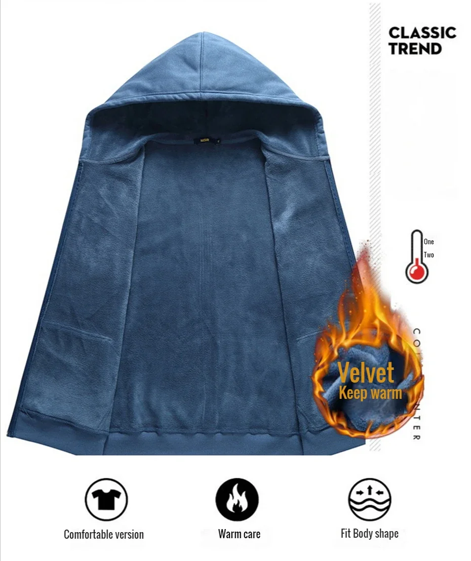 Big Size Hoodie Men Hood Long Sleeve Sweatshirt Male Zip-up Loose Cotton Fleece-lined Casual Top Zipper Large Fat Plus 10XL 12XL