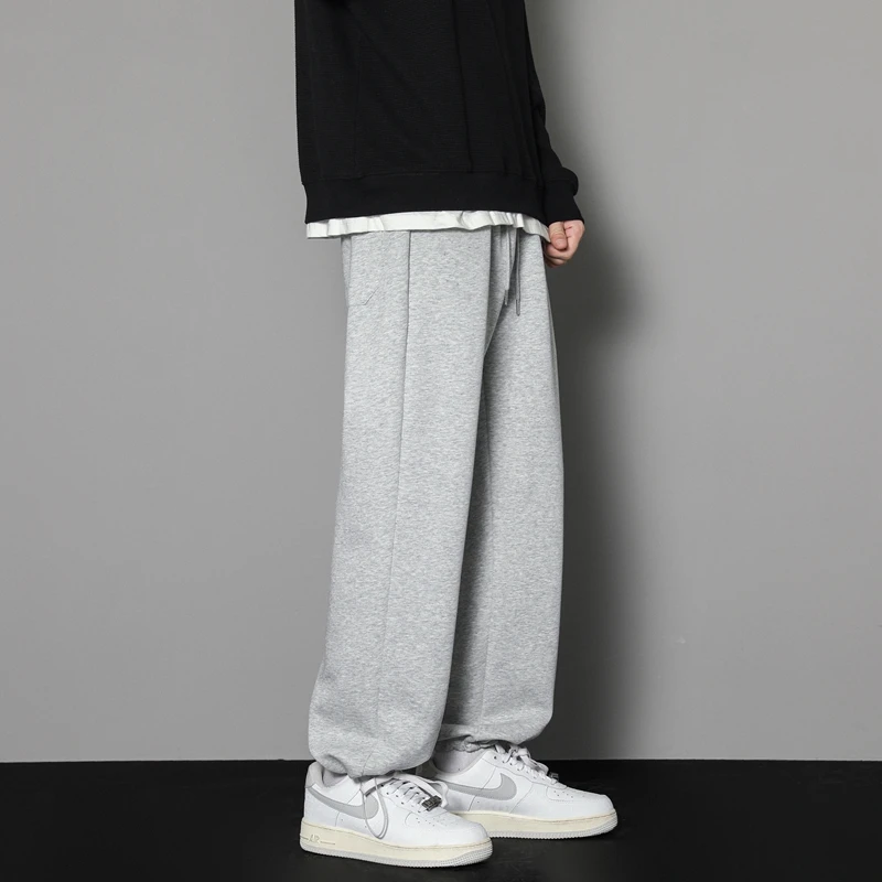 CAAYU Sweatpants Mens Straight Pants Large Size Male Loose Black Casual Pants Streetwear Sport Trousers Joggers Oversize Sports