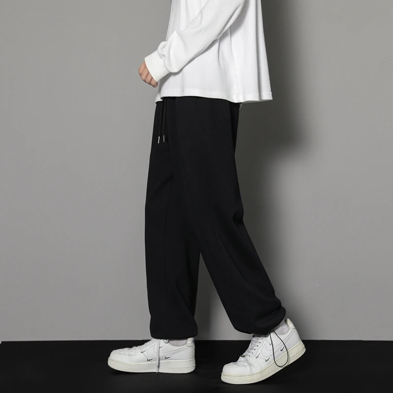 CAAYU Sweatpants Mens Straight Pants Large Size Male Loose Black Casual Pants Streetwear Sport Trousers Joggers Oversize Sports