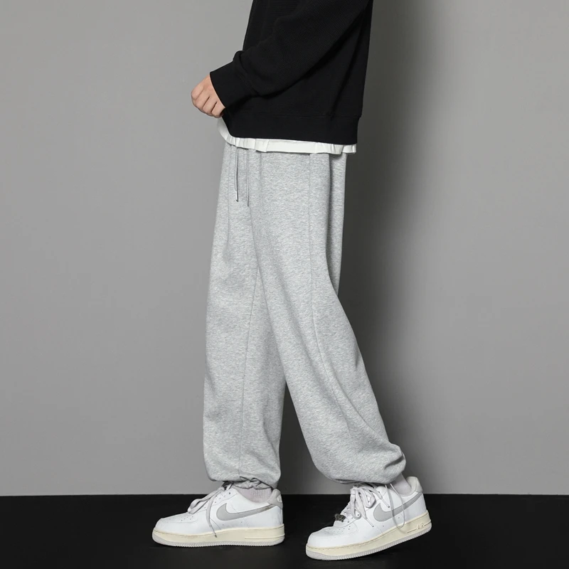 CAAYU Sweatpants Mens Straight Pants Large Size Male Loose Black Casual Pants Streetwear Sport Trousers Joggers Oversize Sports