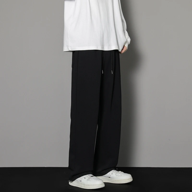 CAAYU Sweatpants Mens Straight Pants Large Size Male Loose Black Casual Pants Streetwear Sport Trousers Joggers Oversize Sports