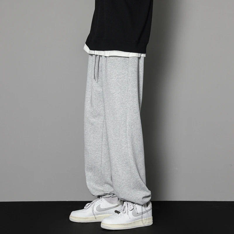 CAAYU Sweatpants Mens Straight Pants Large Size Male Loose Black Casual Pants Streetwear Sport Trousers Joggers Oversize Sports