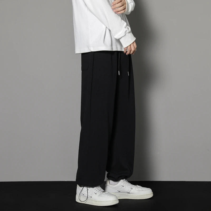 CAAYU Sweatpants Mens Straight Pants Large Size Male Loose Black Casual Pants Streetwear Sport Trousers Joggers Oversize Sports