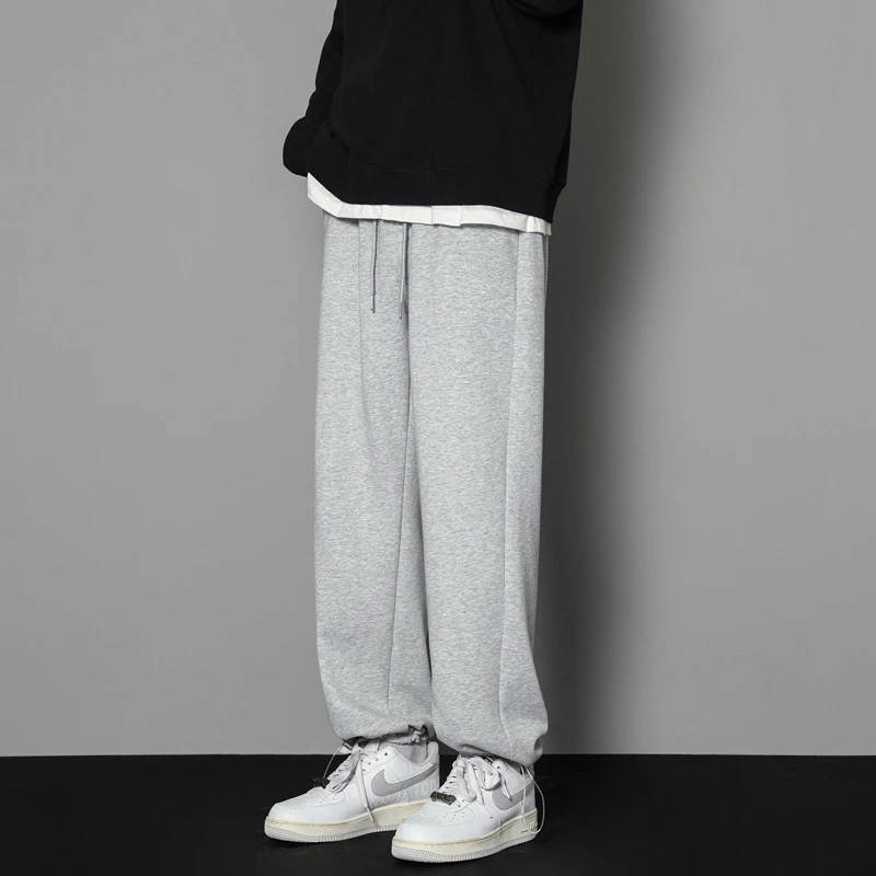 CAAYU Sweatpants Mens Straight Pants Large Size Male Loose Black Casual Pants Streetwear Sport Trousers Joggers Oversize Sports