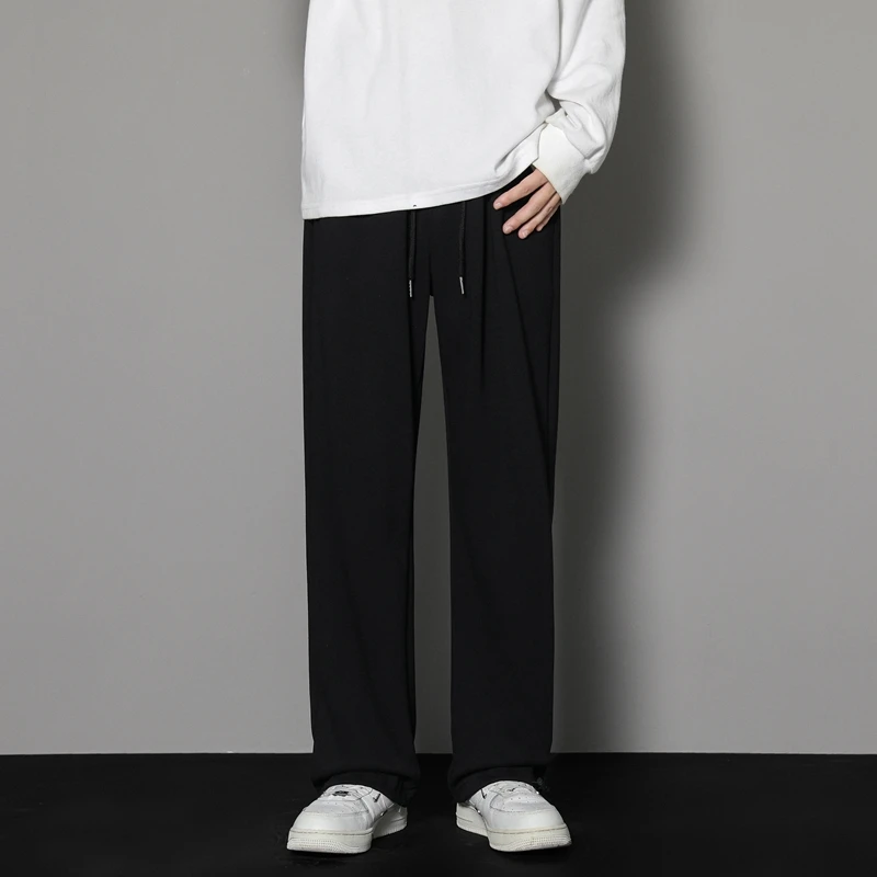 CAAYU Sweatpants Mens Straight Pants Large Size Male Loose Black Casual Pants Streetwear Sport Trousers Joggers Oversize Sports