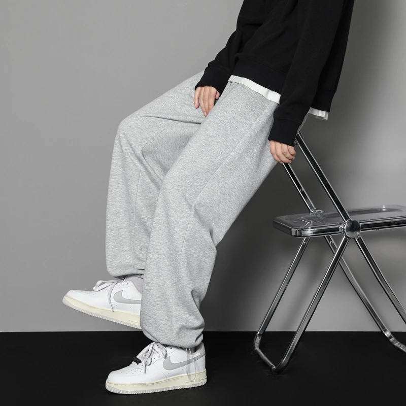 CAAYU Sweatpants Mens Straight Pants Large Size Male Loose Black Casual Pants Streetwear Sport Trousers Joggers Oversize Sports