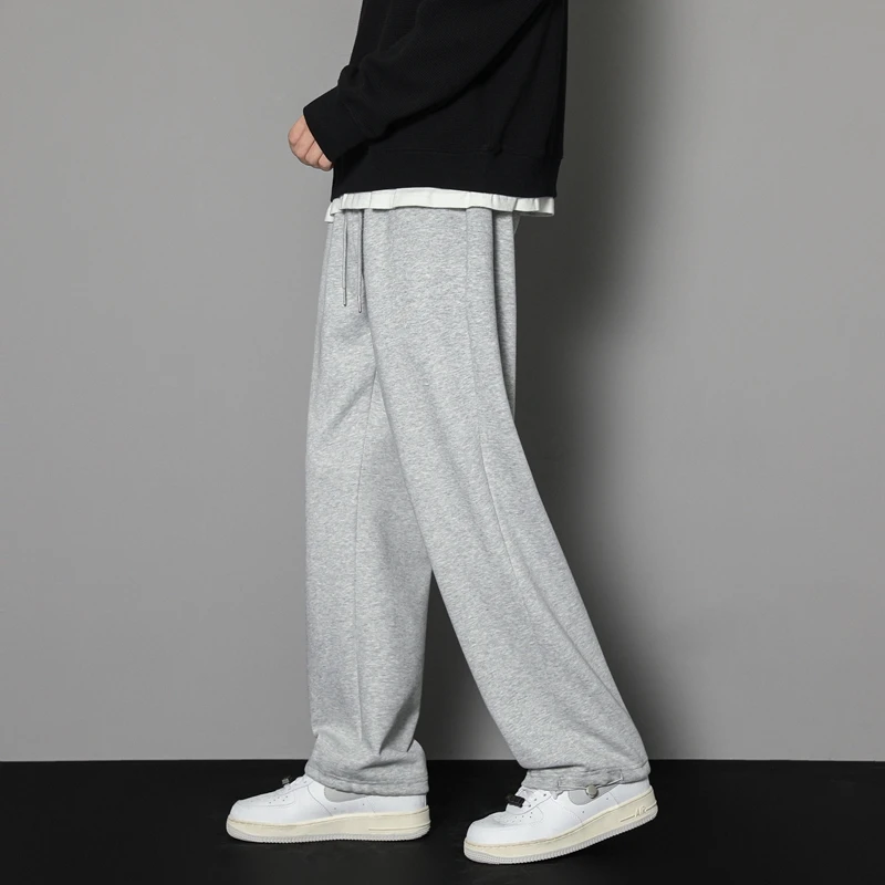 CAAYU Sweatpants Mens Straight Pants Large Size Male Loose Black Casual Pants Streetwear Sport Trousers Joggers Oversize Sports