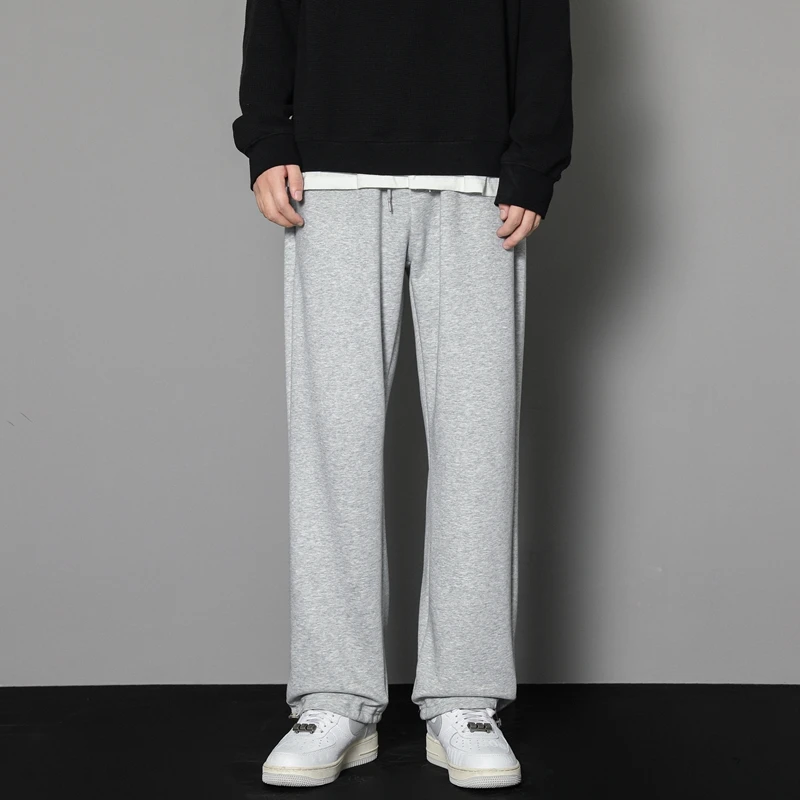 CAAYU Sweatpants Mens Straight Pants Large Size Male Loose Black Casual Pants Streetwear Sport Trousers Joggers Oversize Sports