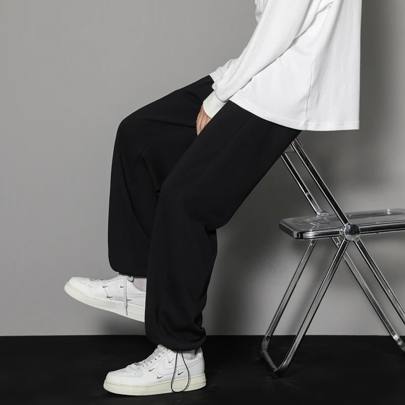 CAAYU Sweatpants Mens Straight Pants Large Size Male Loose Black Casual Pants Streetwear Sport Trousers Joggers Oversize Sports