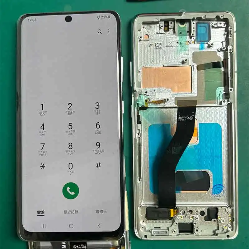 AMOLED S21 Ultra Screen Assembly for Samsung S21 Ultra 5G G998B G998B/DS Lcd Display Touch Screen Frame with Fingerprints