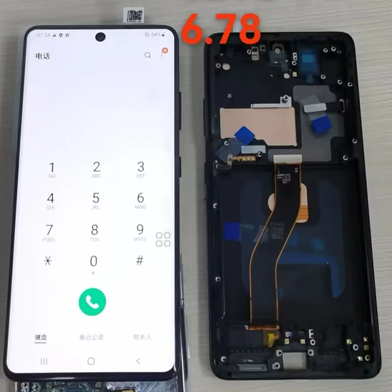 AMOLED S21 Ultra Screen Assembly for Samsung S21 Ultra 5G G998B G998B/DS Lcd Display Touch Screen Frame with Fingerprints