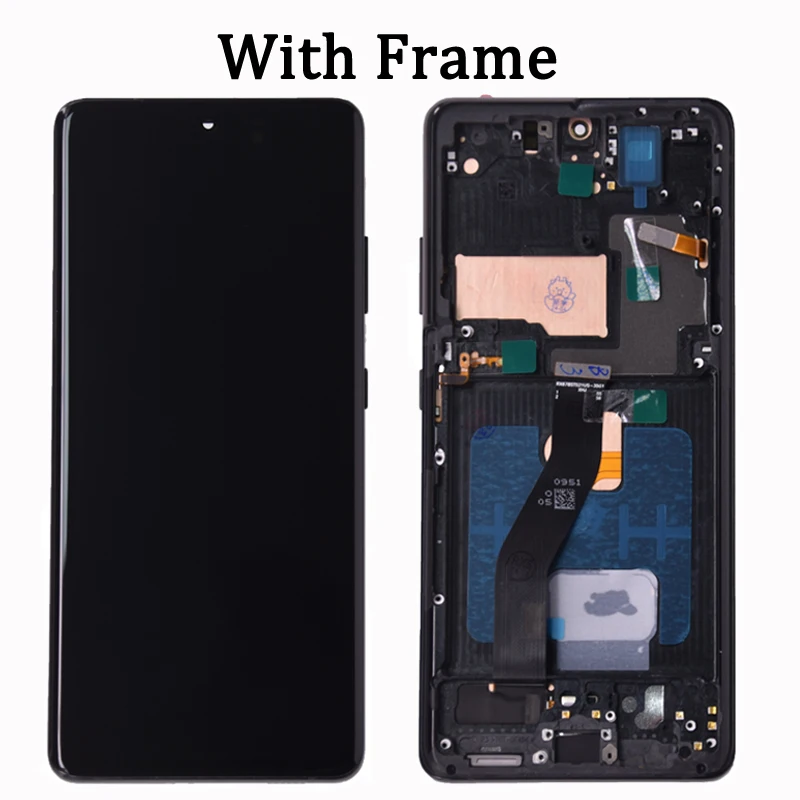AMOLED S21 Ultra Screen Assembly for Samsung S21 Ultra 5G G998B G998B/DS Lcd Display Touch Screen Frame with Fingerprints