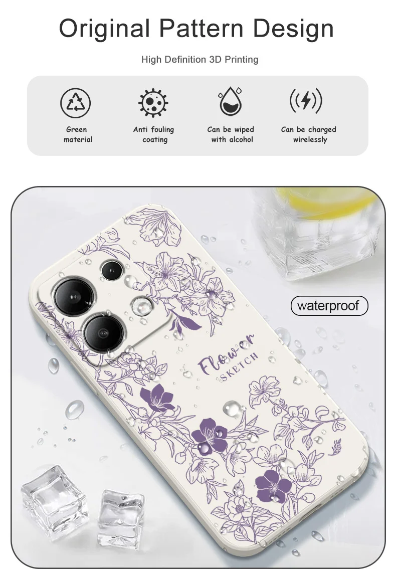 Line Morning Glory Phone Case For Xiaomi Redmi Note 14 13 12 12S 11 11S 10 10S 9 9S Pro Plus 4G 5G Liquid Silicone Cover Line Morning Glory Phone Case For Xiaomi Redmi Note 14 13 12 12S 11 11S 10 10S 9 9S Pro Plus 4G 5G Liquid Silicone Cover