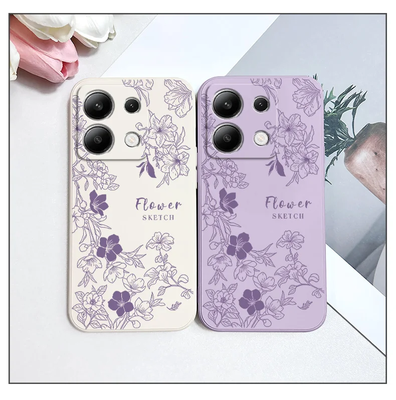 Line Morning Glory Phone Case For Xiaomi Redmi Note 14 13 12 12S 11 11S 10 10S 9 9S Pro Plus 4G 5G Liquid Silicone Cover Line Morning Glory Phone Case For Xiaomi Redmi Note 14 13 12 12S 11 11S 10 10S 9 9S Pro Plus 4G 5G Liquid Silicone Cover