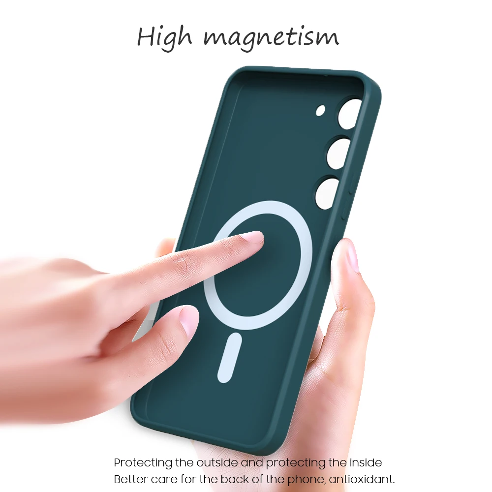 For Samsung Galaxy S25 Magsafe Case S24 S23 S21 FE S22 Plus A56 A55 A54 A36 A35 A16 A15 Soft Silicone Magnetic Phone Back Cover