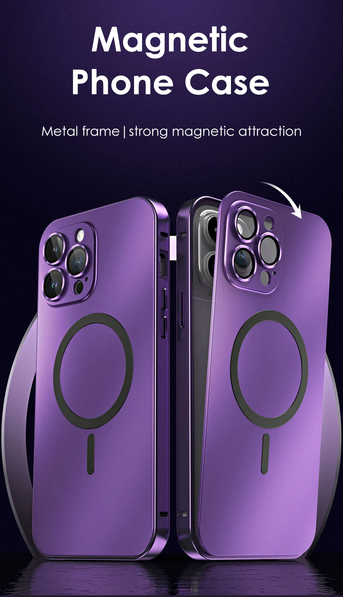 Metal Frame Phone Case For Iphone 17 12 14 15 16 13 Pro Max 16 15 Plus 17 Air Luxury Aluminum Magnetic PC Back Panel Phone Cover