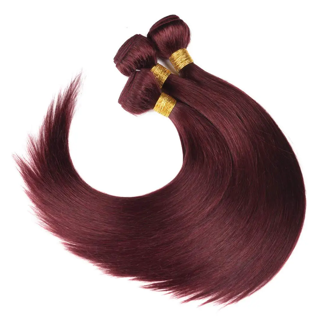 Wine Red #99J Remy Human Hair Weave 16-28 inch Long Silky Straight Unprocessed Virgin Brazilian Hair Weft Extensions for Women Wine Red #99J Remy Human Hair Weave 16-28 inch Long Silky Straight Unprocessed Virgin Brazilian Hair Weft Extensions for Women