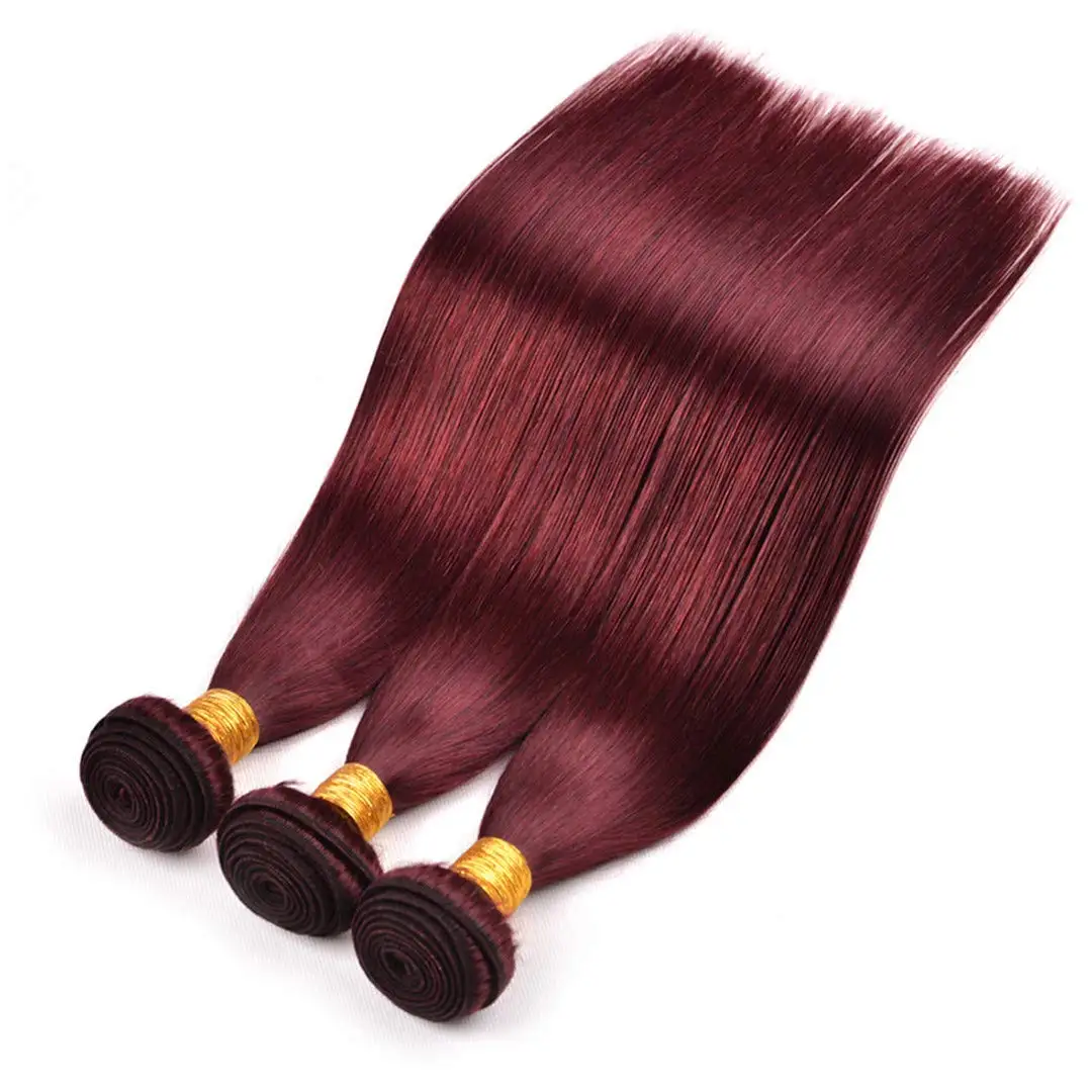 Wine Red #99J Remy Human Hair Weave 16-28 inch Long Silky Straight Unprocessed Virgin Brazilian Hair Weft Extensions for Women Wine Red #99J Remy Human Hair Weave 16-28 inch Long Silky Straight Unprocessed Virgin Brazilian Hair Weft Extensions for Women