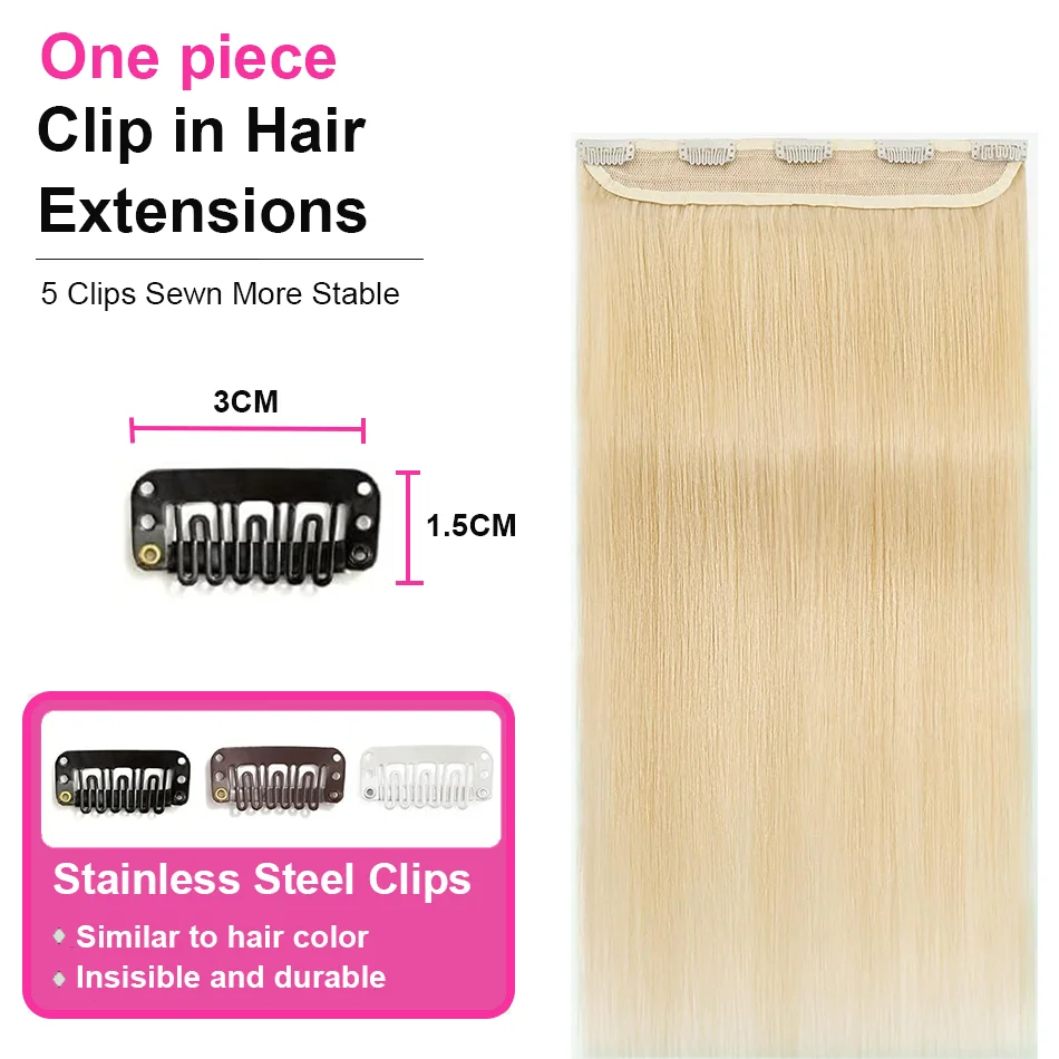 One Piece Clip in Hair Extensions Human Hair Dark Black Clip in Human Hair 24inch 3/4 Full Head Straight Remy Hair 5 Clips One Piece Clip in Hair Extensions Human Hair Dark Black Clip in Human Hair 24inch 3/4 Full Head Straight Remy Hair 5 Clips