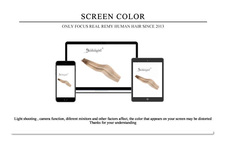 kiikiigirl 613 tape in human hair extensions black women Silky Straight Human hair Natural Black Brown Blonde 20pcs