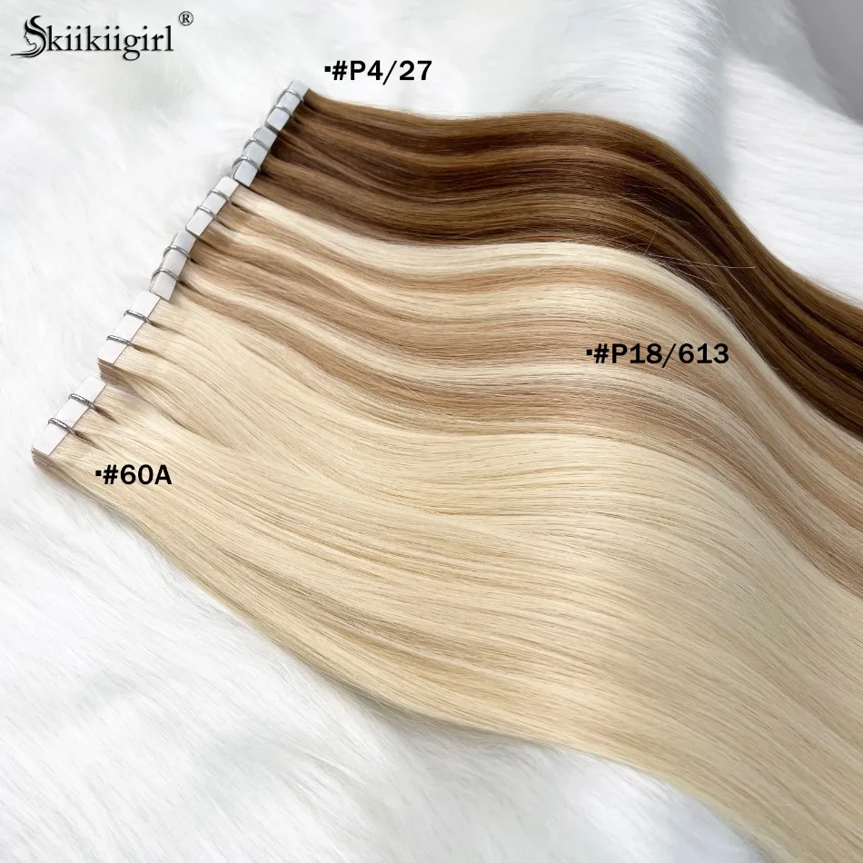 kiikiigirl 613 tape in human hair extensions black women Silky Straight Human hair Natural Black Brown Blonde 20pcs