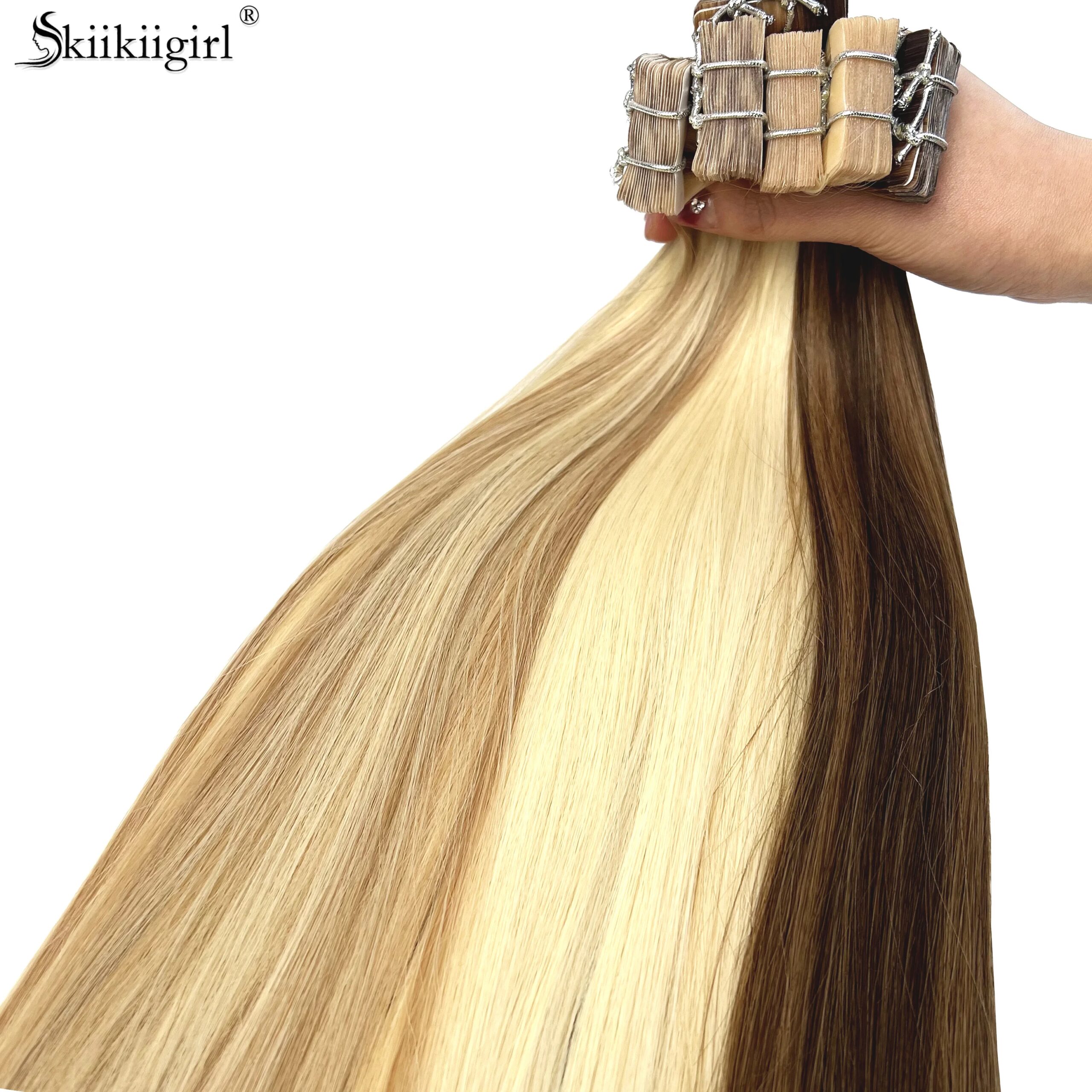 kiikiigirl 613 tape in human hair extensions black women Silky Straight Human hair Natural Black Brown Blonde 20pcs