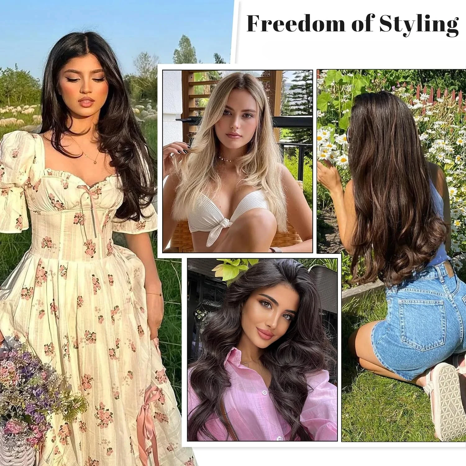 Clip In Hair Extensions Real Human Hair Color #4 Chocolate Brown Clip In Hair Extensions 8pcs Hair Natural Black Color 24 Inches