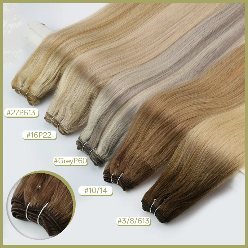 Full Shine Human Hair Weft Extensions Hair Bundles Ombre Blonde Color 100g Sew In Silky Straight Remy Skin Double Weft For Salon