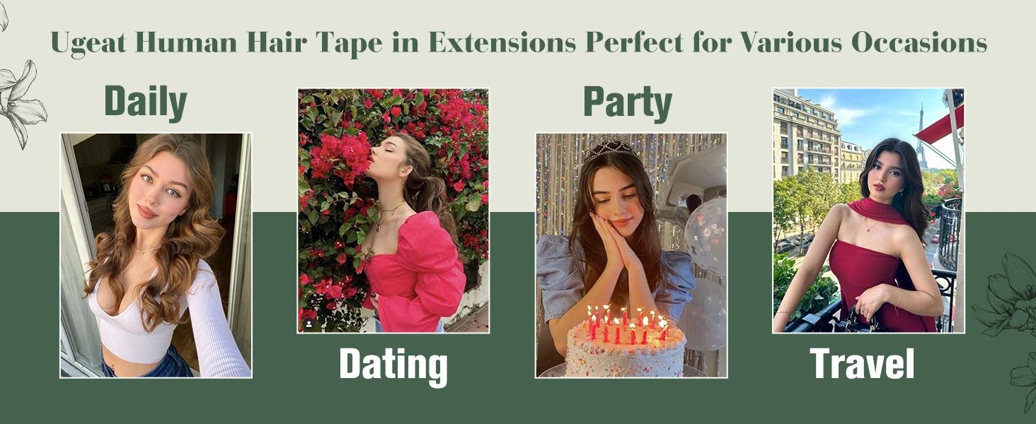 Ugeat Tape in Hair Extensions Human Hair Real Natural Brazilian Remy Hair Straight Seamless Skin Weft For Women Balayage 20P/40P Ugeat Tape in Hair Extensions Human Hair Real Natural Brazilian Remy Hair Straight Seamless Skin Weft For Women Balayage 20P/40P