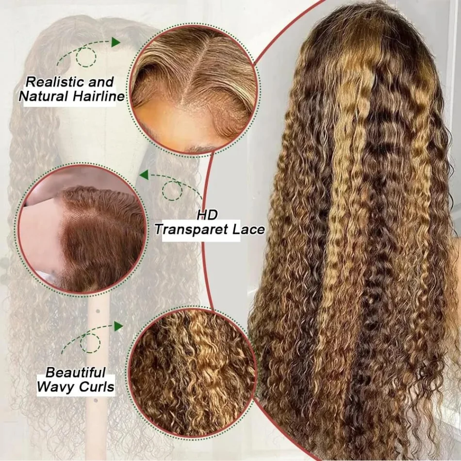 Highlight 360 Full Lace Wig Human Hair Pre Plucked Hd Deep Wave Curly Wave 250 Density 427 Lace Wig Colored 360 Lace Frontal Wig Highlight 360 Full Lace Wig Human Hair Pre Plucked Hd Deep Wave Curly Wave 250 Density 427 Lace Wig Colored 360 Lace Frontal Wig