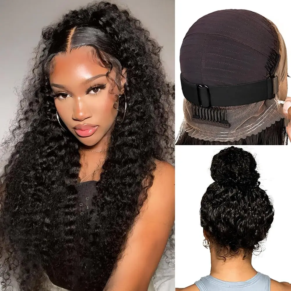 360 Full Lace Wig Human Hair Straight Curly Body Wave Hidden Strap Full Lace Around Natural Look