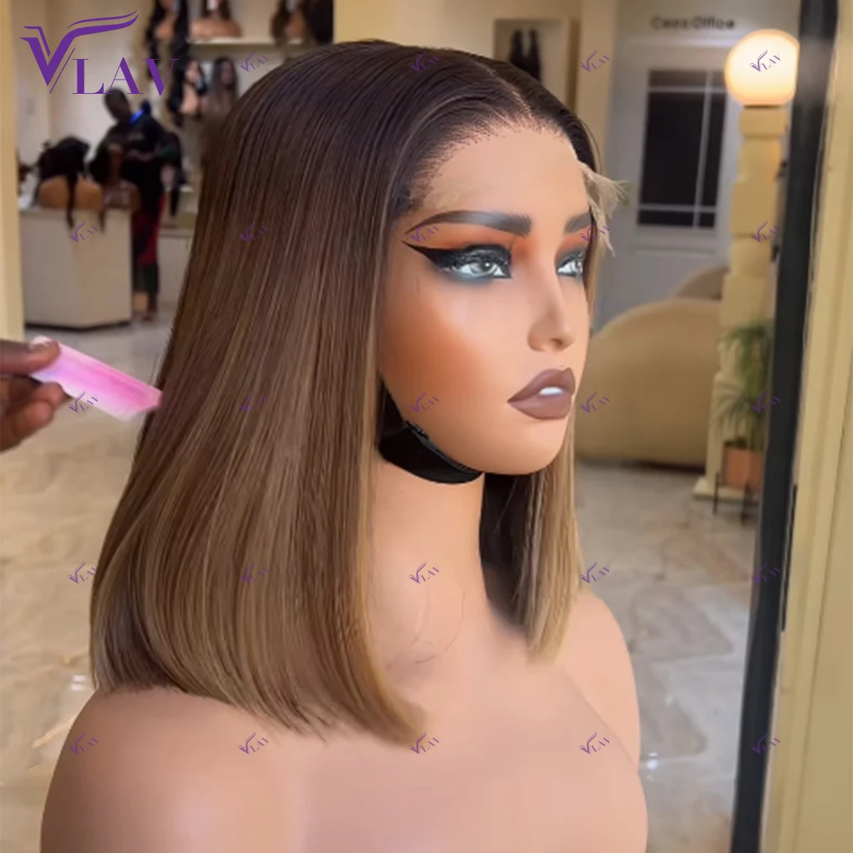 Highlight Glueless Wigs Human Hair Short Bob Wigs 13×6 HD Lace Frontal Wig 360 HD Transparent Lace Wig PrePlucked P4/27 Colored Highlight Glueless Wigs Human Hair Short Bob Wigs 13×6 HD Lace Frontal Wig 360 HD Transparent Lace Wig PrePlucked P4/27 Colored