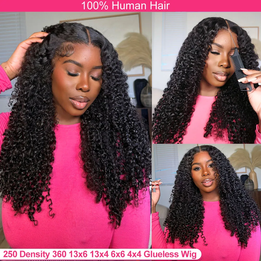 250 Density 30 Inch Kinky Curly 360 13x6 13x4 HD Lace Front Human Hair Wig 6x6 Closure Glueless Wig Deep Wave Lace Frontal Wig