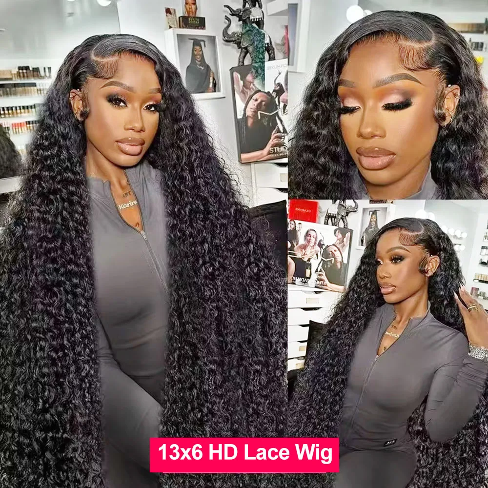 250 Density 30 Inch Kinky Curly 360 13x6 13x4 HD Lace Front Human Hair Wig 6x6 Closure Glueless Wig Deep Wave Lace Frontal Wig