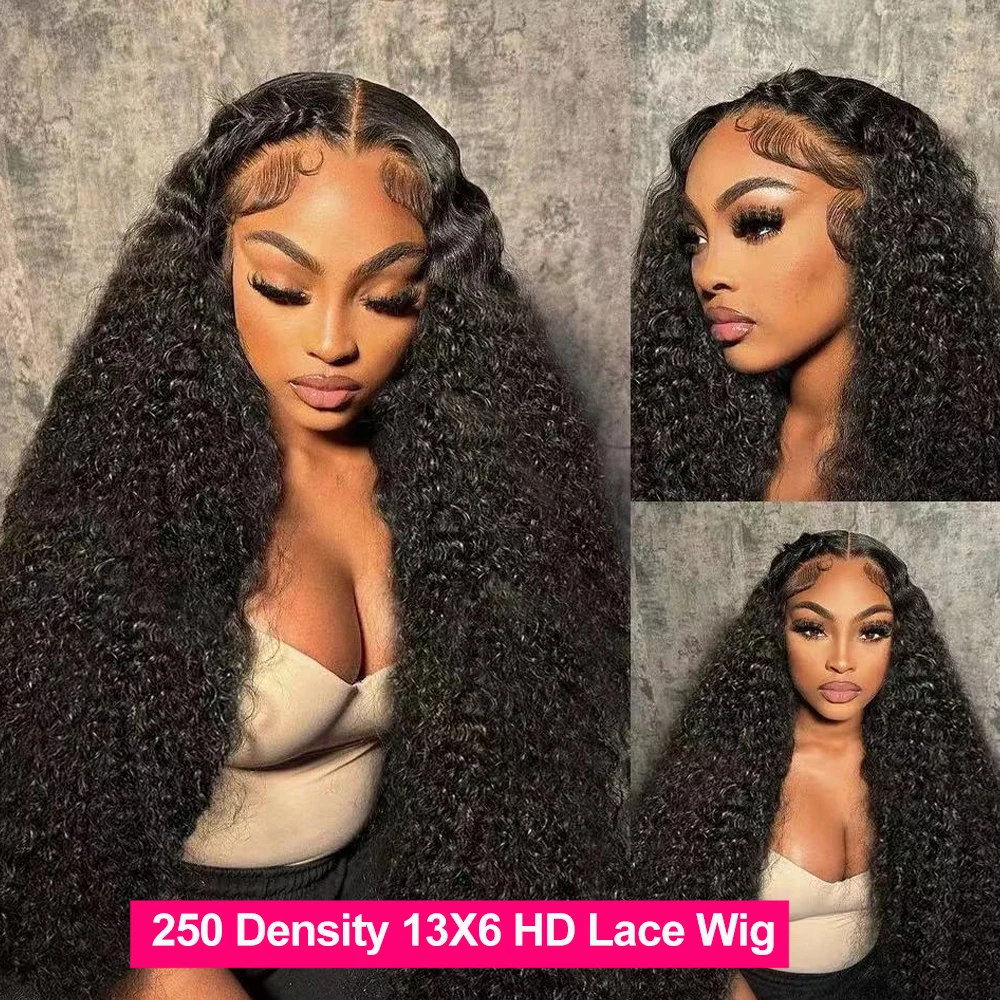 250 Density 30 Inch Kinky Curly 360 13x6 13x4 HD Lace Front Human Hair Wig 6x6 Closure Glueless Wig Deep Wave Lace Frontal Wig