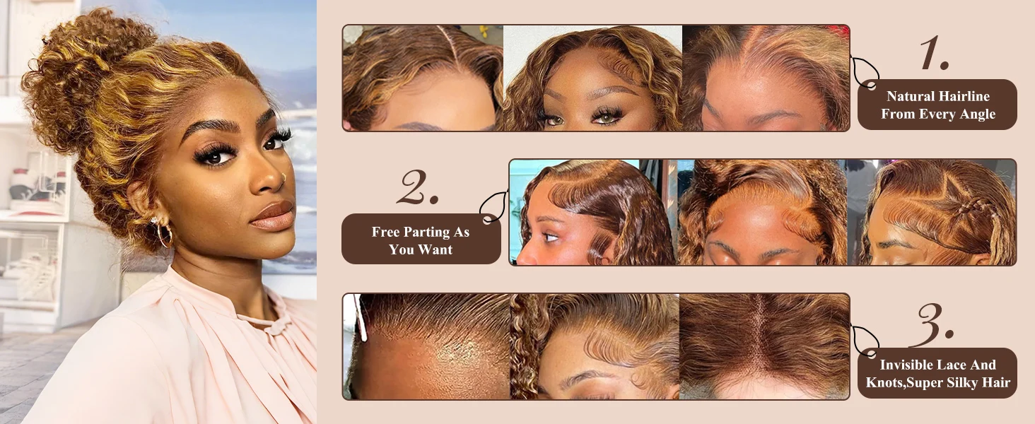 360 4/27 Full Lace Wig Human Hair Invisible Strap 250 Density Deep Wave HD Lace Frontal Wig Human Hair Pre Cut Curly 360 Wigs