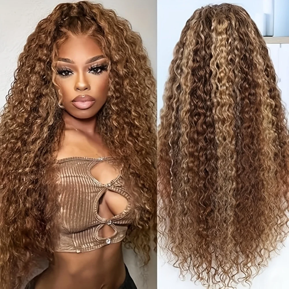 360 4/27 Full Lace Wig Human Hair Invisible Strap 250 Density Deep Wave HD Lace Frontal Wig Human Hair Pre Cut Curly 360 Wigs 360 4/27 Full Lace Wig Human Hair Invisible Strap 250 Density Deep Wave HD Lace Frontal Wig Human Hair Pre Cut Curly 360 Wigs