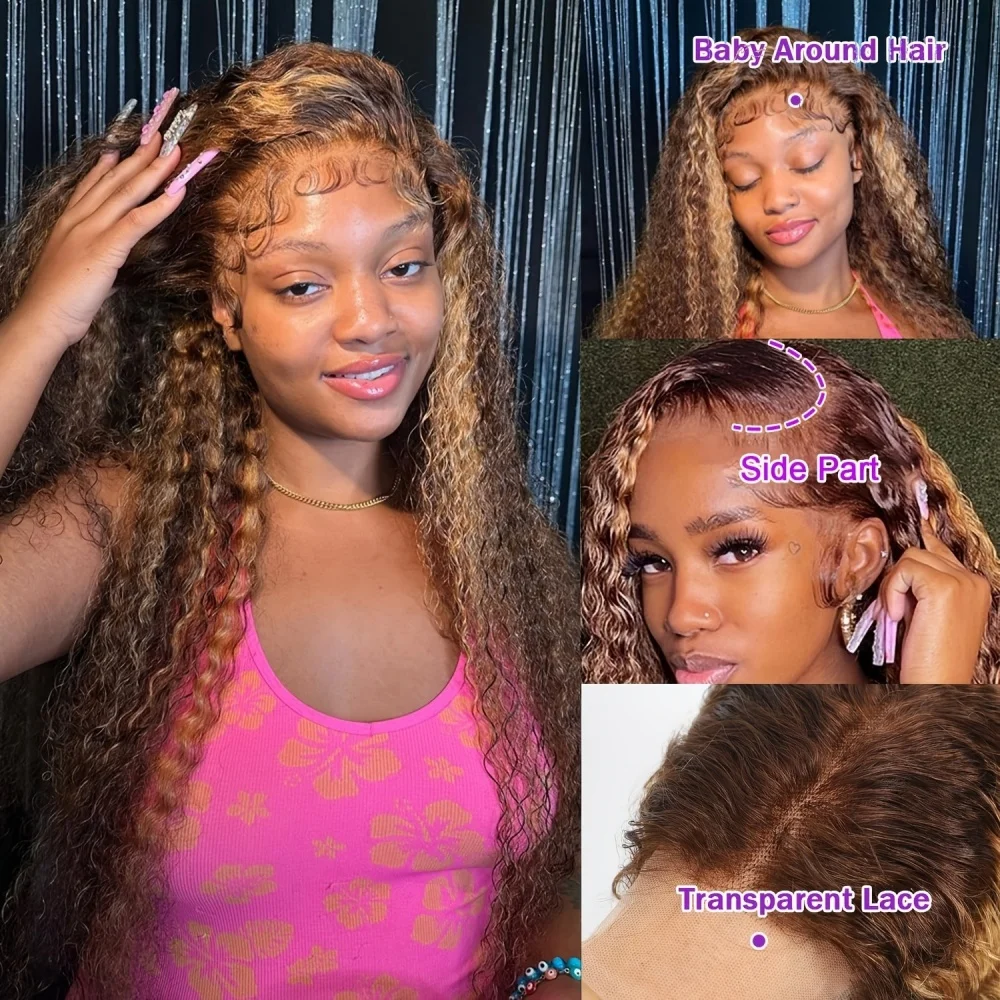 360 4/27 Full Lace Wig Human Hair Invisible Strap 250 Density Deep Wave HD Lace Frontal Wig Human Hair Pre Cut Curly 360 Wigs 360 4/27 Full Lace Wig Human Hair Invisible Strap 250 Density Deep Wave HD Lace Frontal Wig Human Hair Pre Cut Curly 360 Wigs