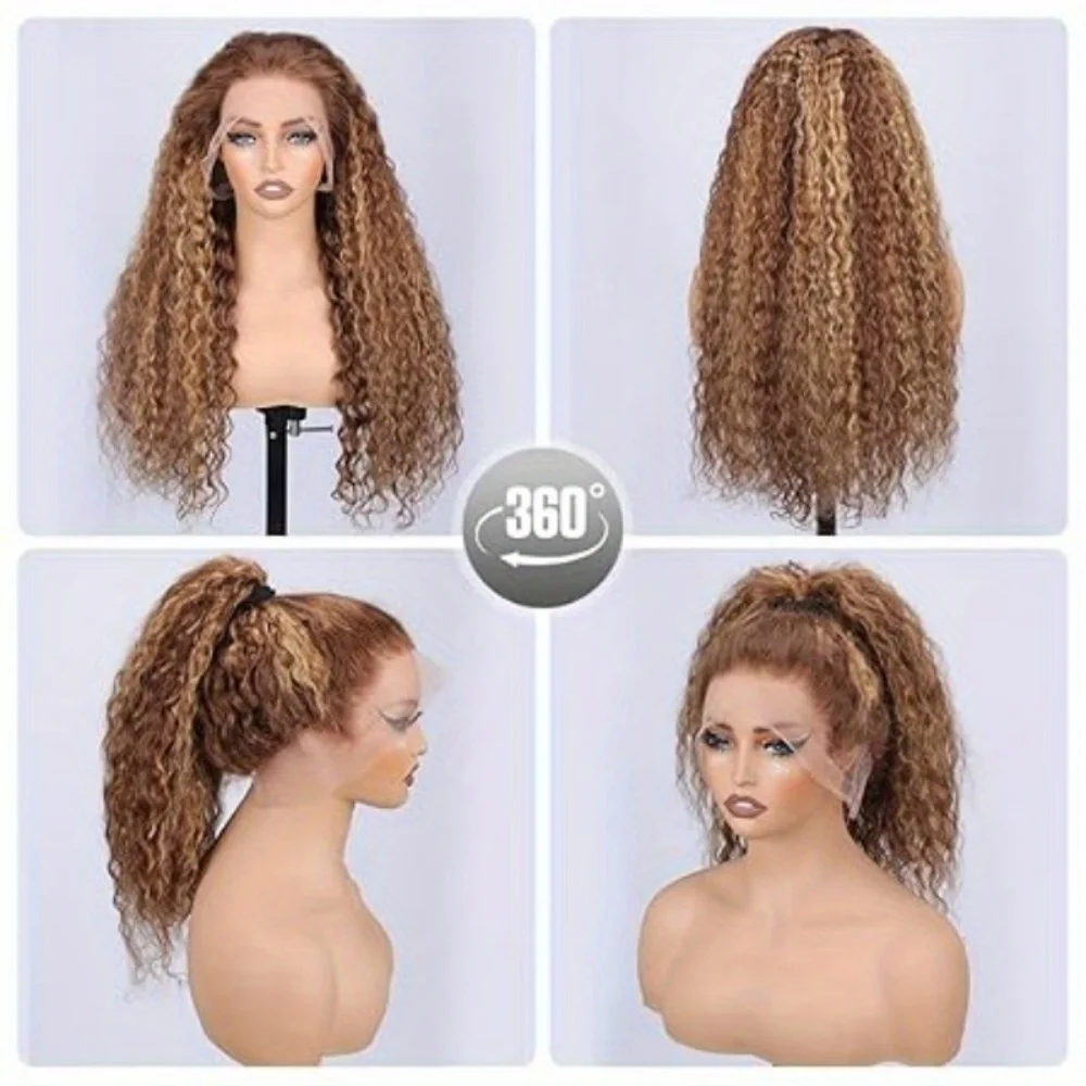 360 4/27 Full Lace Wig Human Hair Invisible Strap 250 Density Deep Wave HD Lace Frontal Wig Human Hair Pre Cut Curly 360 Wigs 360 4/27 Full Lace Wig Human Hair Invisible Strap 250 Density Deep Wave HD Lace Frontal Wig Human Hair Pre Cut Curly 360 Wigs