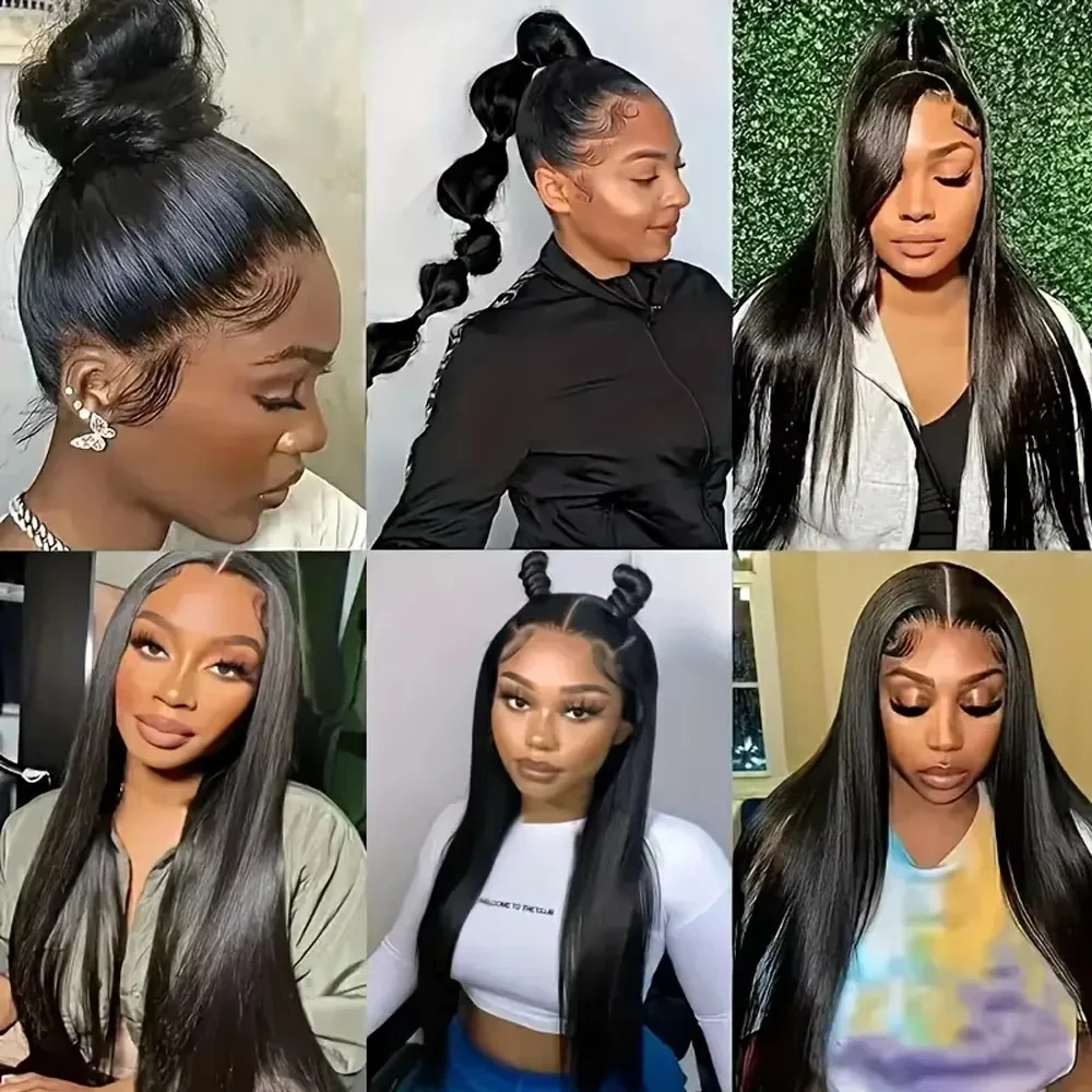 360 Lace Front Wigs Human Hair Straight 40 Inch HD Lace Frontal Wig 360 Invisible Strap Human Hair Wigs Drawstring Straight Hair