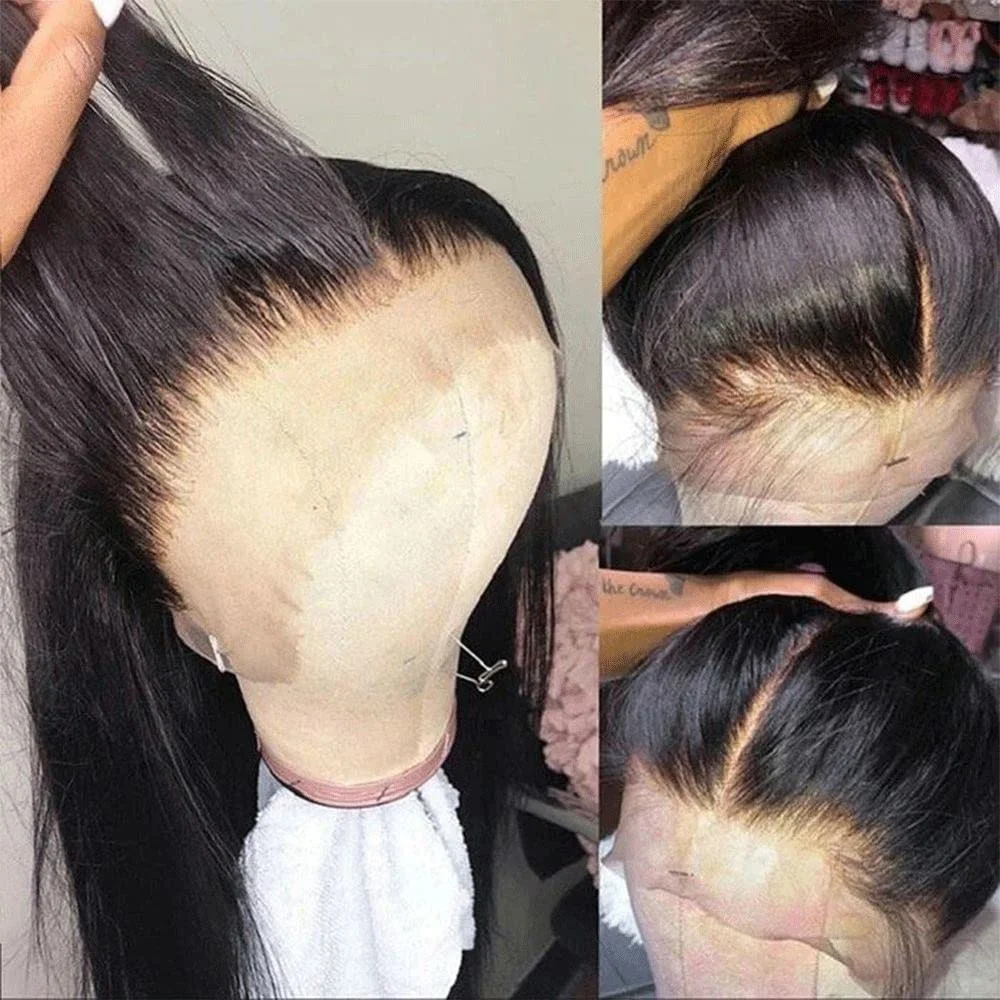 360 Lace Front Wigs Human Hair Straight 40 Inch HD Lace Frontal Wig 360 Invisible Strap Human Hair Wigs Drawstring Straight Hair