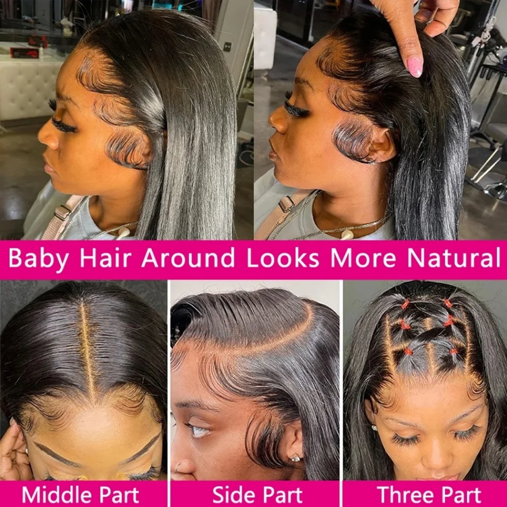 360 Lace Front Wigs Human Hair Straight 40 Inch HD Lace Frontal Wig 360 Invisible Strap Human Hair Wigs Drawstring Straight Hair