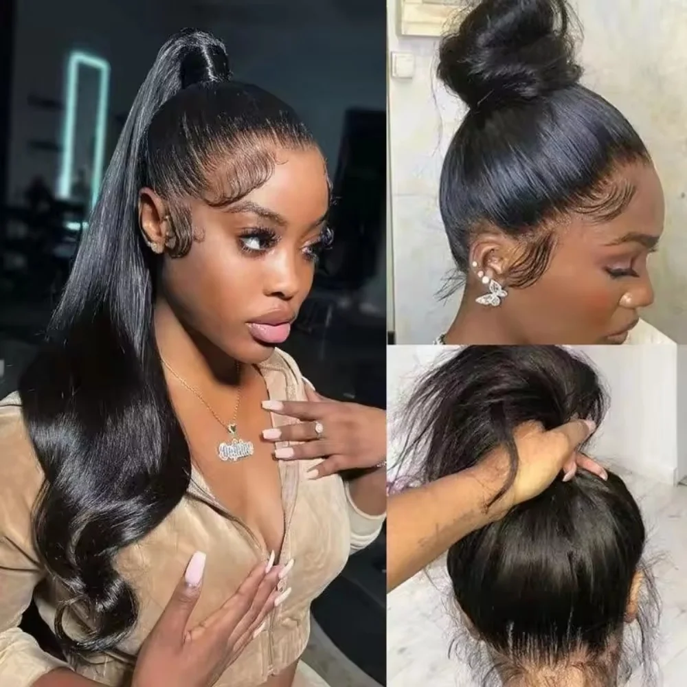 360 Lace Front Wigs Human Hair Straight 40 Inch HD Lace Frontal Wig 360 Invisible Strap Human Hair Wigs Drawstring Straight Hair