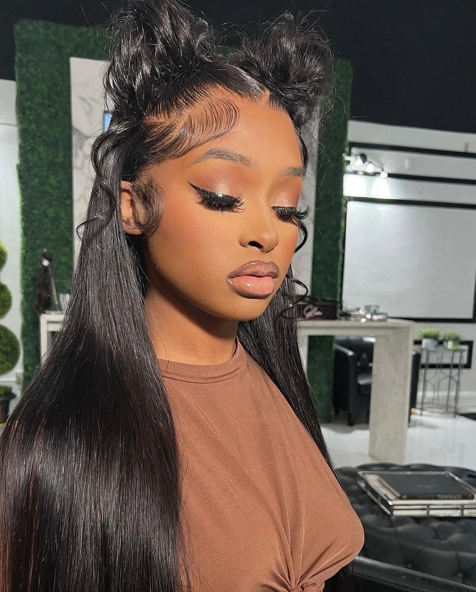 Full 360 HD Lace Frontal Human Hair Wigs PrePlucked For Women Brazilian Bone Straight 13x6 Transparent Lace Front Human Hair Wig