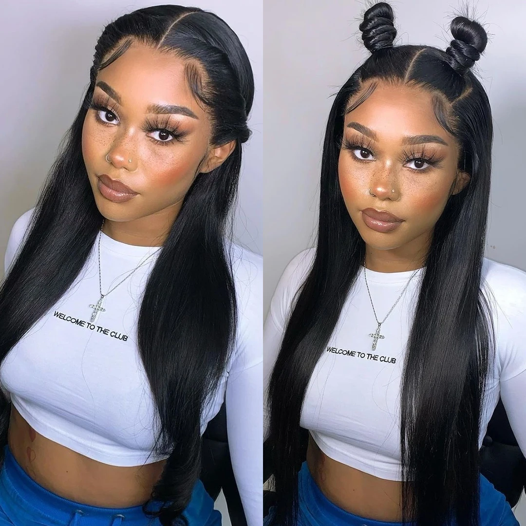 Full 360 HD Lace Frontal Human Hair Wigs PrePlucked For Women Brazilian Bone Straight 13x6 Transparent Lace Front Human Hair Wig