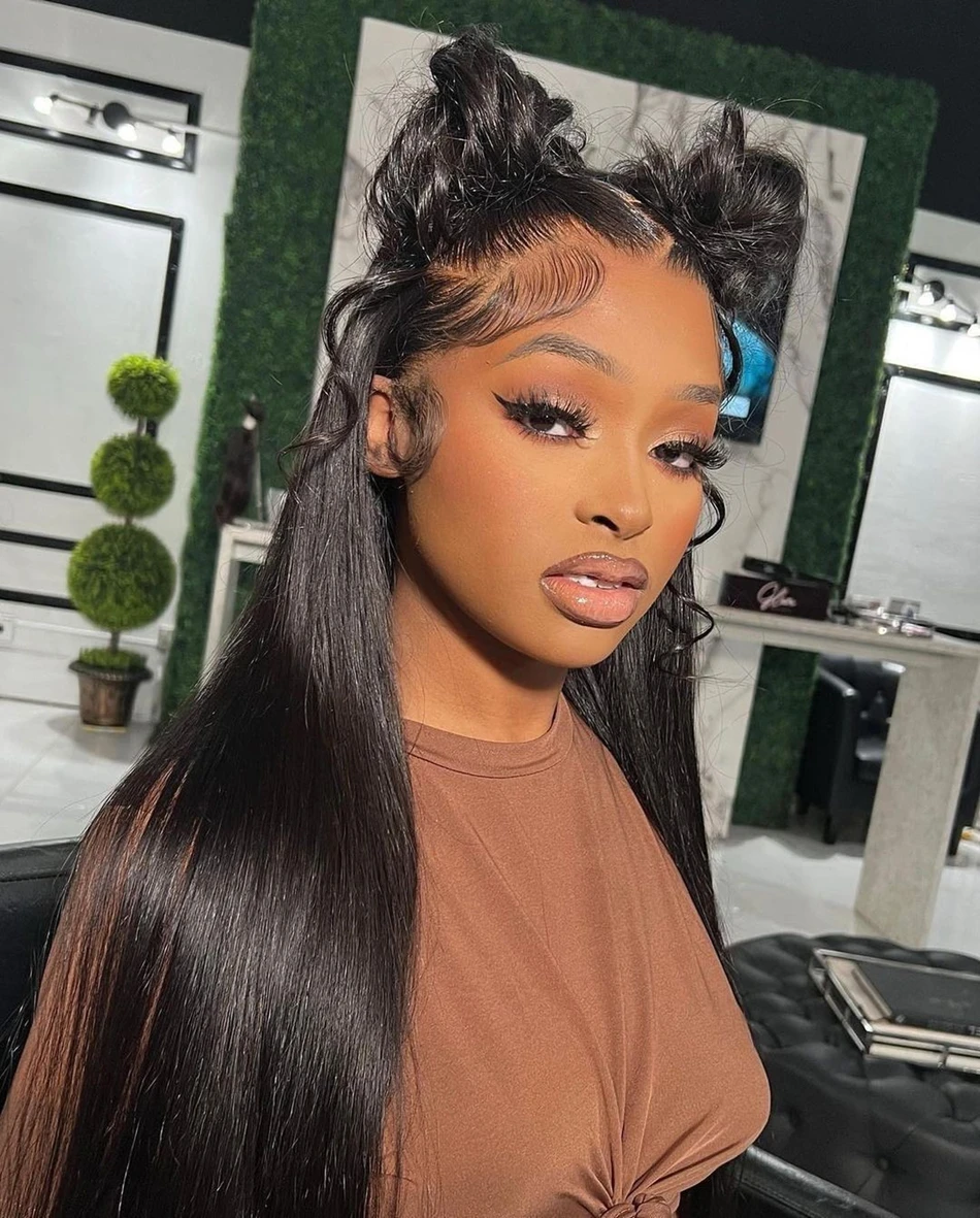 Full 360 HD Lace Frontal Human Hair Wigs PrePlucked For Women Brazilian Bone Straight 13x6 Transparent Lace Front Human Hair Wig