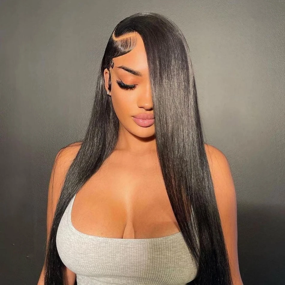 Full 360 HD Lace Frontal Human Hair Wigs PrePlucked For Women Brazilian Bone Straight 13x6 Transparent Lace Front Human Hair Wig