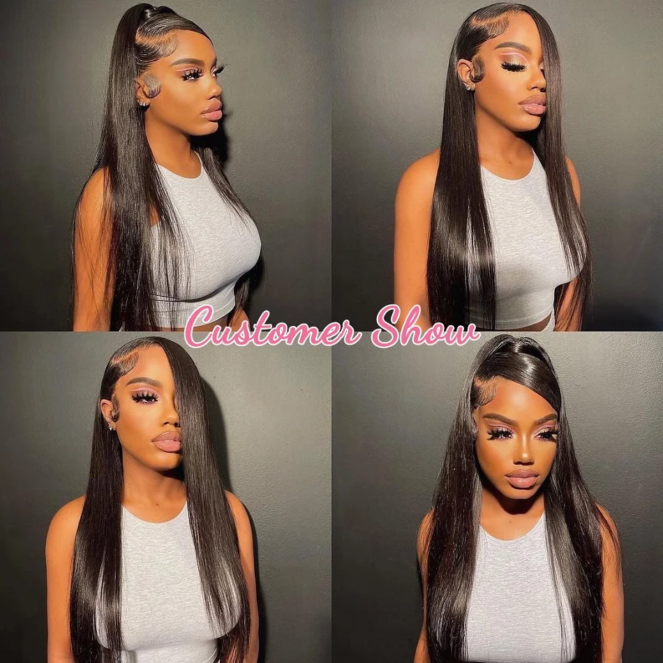 Full 360 HD Lace Frontal Human Hair Wigs PrePlucked For Women Brazilian Bone Straight 13x6 Transparent Lace Front Human Hair Wig