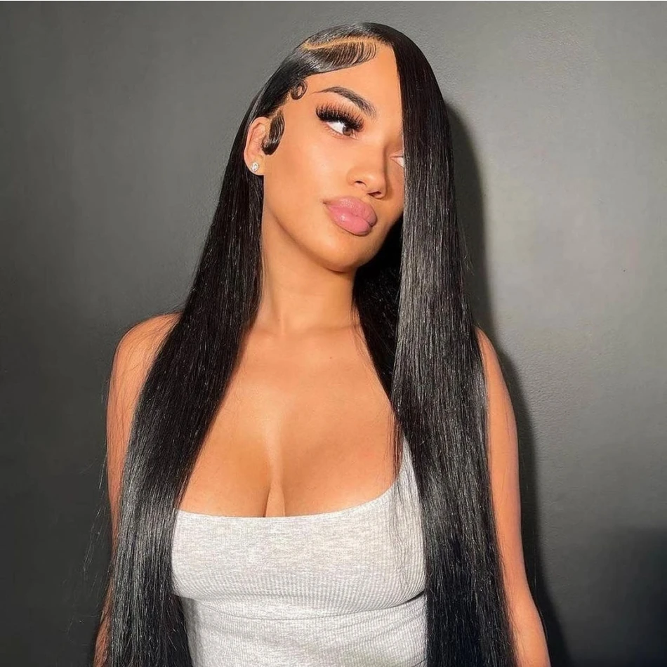 Full 360 HD Lace Frontal Human Hair Wigs PrePlucked For Women Brazilian Bone Straight 13x6 Transparent Lace Front Human Hair Wig